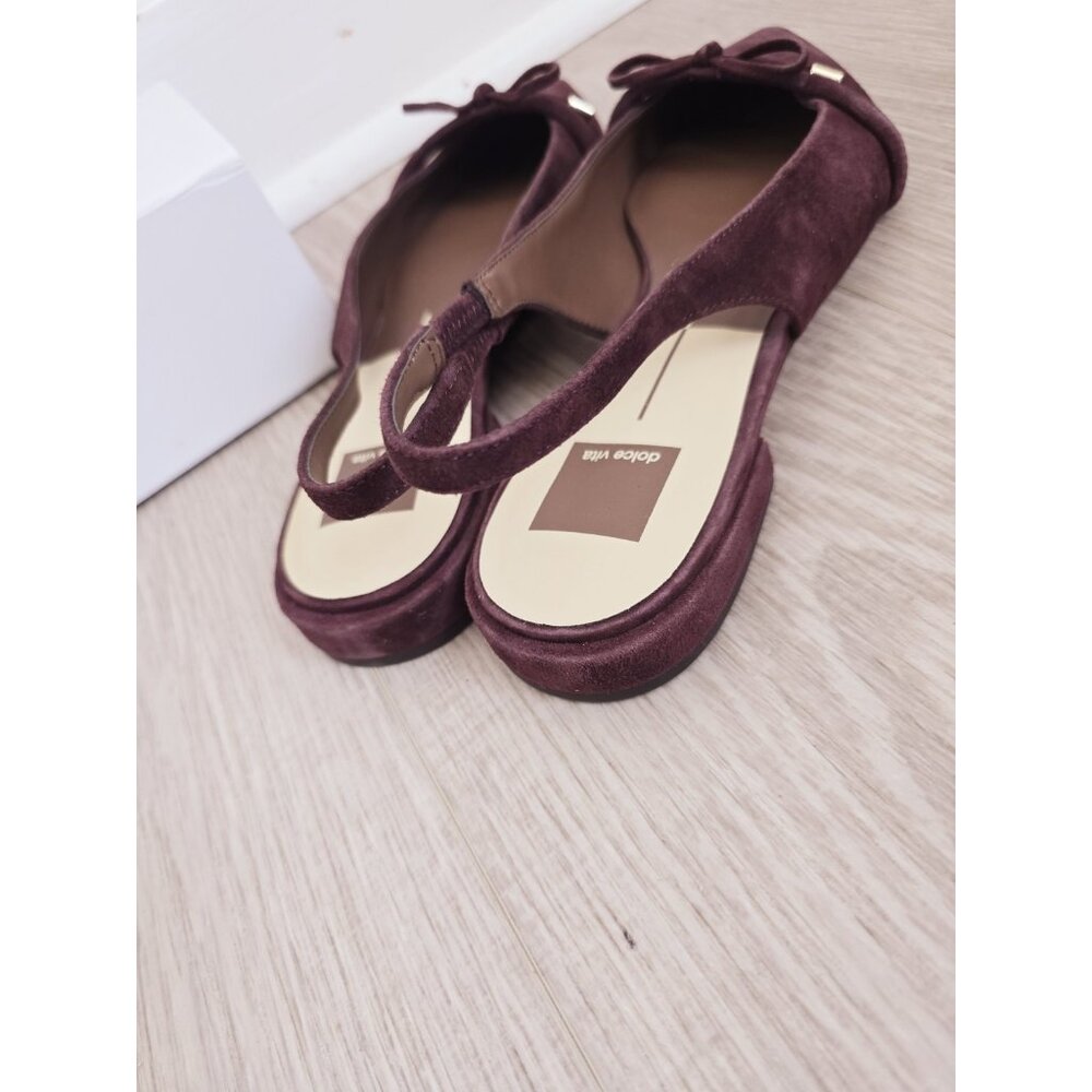 Dolce Vita Payge Pointed Toe Slingback Flats 10 Bow Suede Leather Burgundy Red - Picture 5 of 12